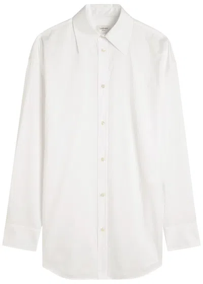 SAINT LAURENT YVES SAINT LAURENT LOGO-EMBROIDERED STRIPED COTTON SHIRT