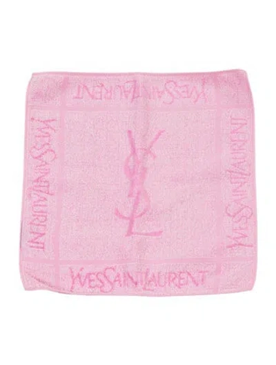 Pre-owned Saint Laurent Yves  Logo Hand Towel In Pink