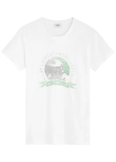 SAINT LAURENT SAINT LAURENT LOGO-PRINT COTTON T-SHIRT