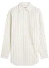 Saint Laurent Yves  Logo Stripe-embroidered Cotton Shirt In Neutral