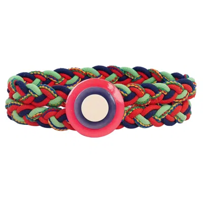 Pre-owned Saint Laurent Yves  Multi-color Stretchy Belt With Bakelite Buckle In Pink
