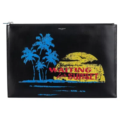 Pre-owned Saint Laurent Yves  New Sunset Black Leather Clutch