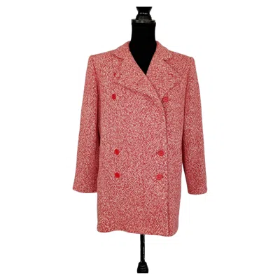 Pre-owned Saint Laurent Yves  Peacoat In Red And White, Vintage From The 2000s