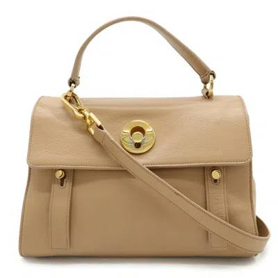 Pre-owned Saint Laurent Yves  Pink Beige Leather Handbag Shoulder Bag ()