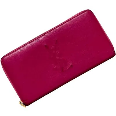 Pre-owned Saint Laurent Yves  Pink Leather Long Wallet (bi-fold) ()