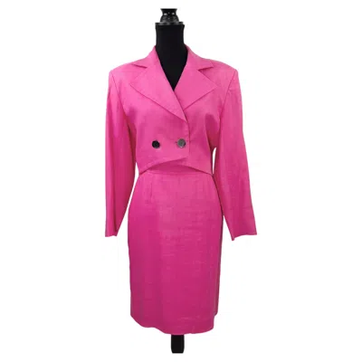Pre-owned Saint Laurent Yves  Pink Linen Suit, "variarion" S/s 1986