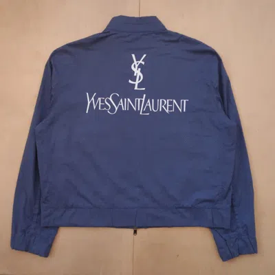 Pre-owned Saint Laurent Yves  Punch Hole Jacket Big Logo In Blue