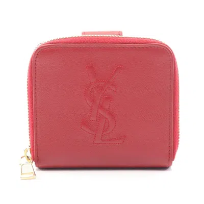 Pre-owned Saint Laurent Yves  Red Color Leather Wallet (bi-fold) ()
