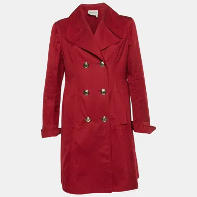Pre-owned Saint Laurent Yves  Red Gabardine Double Breasted Trench Coat L