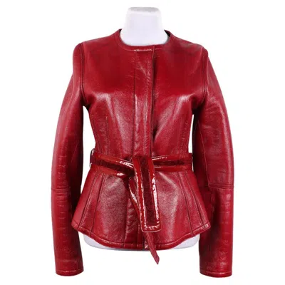 Pre-owned Saint Laurent Yves  Reversible Shearling Jacket In Red