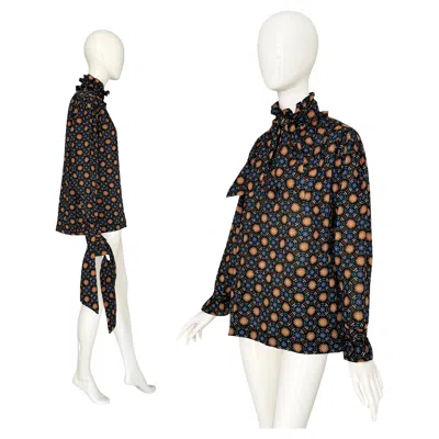 Pre-owned Saint Laurent Yves  Rive Gauche 1970s Russian Gypsy Style Wool Tunic And Scarf In Black