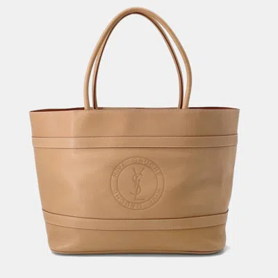 Pre-owned Saint Laurent Yves  Rive Gauche Leather Tote Bag In Sand
