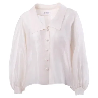 Pre-owned Saint Laurent Yves  Rive Gauche Sheer Silk Blouse - '80s In Gray