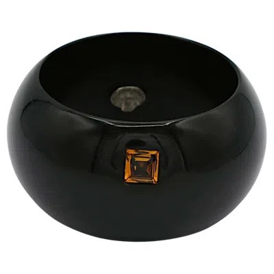 Pre-owned Saint Laurent Yves  Rive Gauche Ysl Black Resin & Crystal Cuff Bracelet