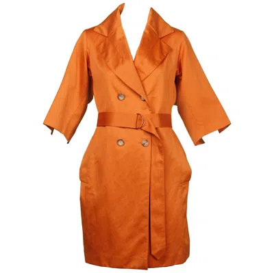 Pre-owned Saint Laurent Yves  Rust/ Orange Fall Trench Coat Jacket