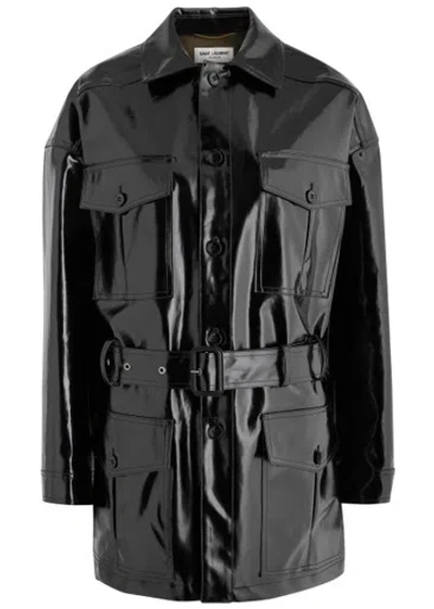 SAINT LAURENT SAINT LAURENT SAHARIENNE BELTED VINYL JACKET