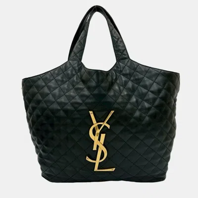 Pre-owned Saint Laurent Yves   Paris Ysl Quilted Leather Tote Bag Black