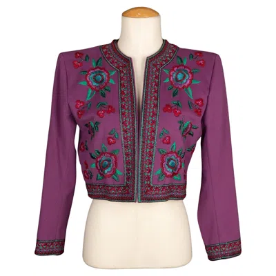 Pre-owned Saint Laurent Yves  Short Purple Wool Jacket Haute Couture