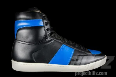 Pre-owned Saint Laurent Yves  Signature Court Classic High Top Sl/10h Black Royal Blue Ysl