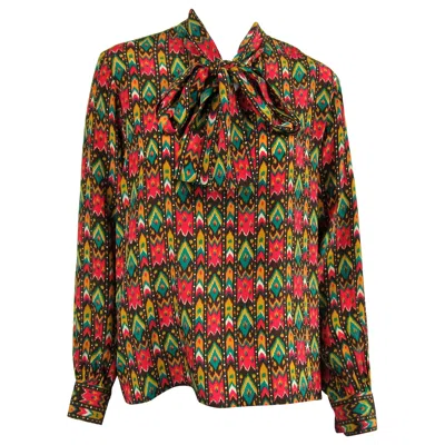 Pre-owned Saint Laurent Yves  Silk Blouse Shirt Collection 1976 Ysl Vintage In Black