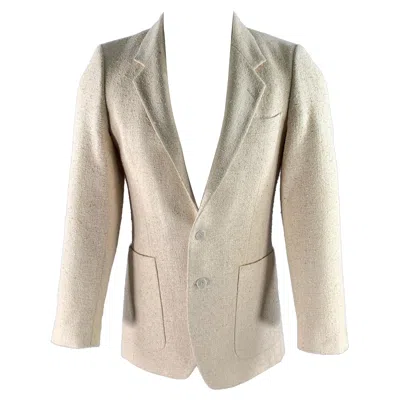 Pre-owned Saint Laurent Yves  Size 38 Cream Tweed Wool Blend Sport Coat In White