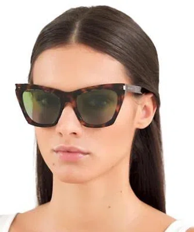 Pre-owned Saint Laurent Yves  Sl-214-kate-015-55 Kate Havana Sunglasses