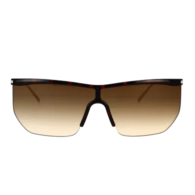 Saint Laurent Yves  Sl 519 Mask Sunglasses In Brown