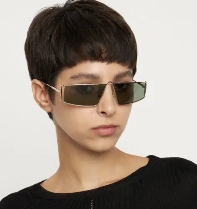 Pre-owned Saint Laurent Yves  Sl-606-004 Gold Sunglasses In Green