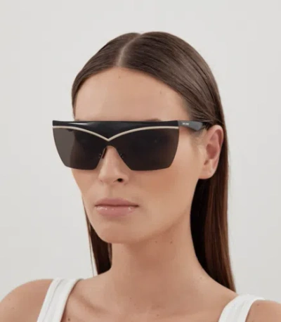 Pre-owned Saint Laurent Yves  Sl-614-mask-001 Black Black Black Sunglasses
