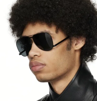 Pre-owned Saint Laurent Yves  Sl-690-dust-001 Black Sunglasses