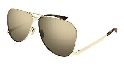Pre-owned Saint Laurent Yves  Sl-690-dust-004 Gold Sunglasses In Brown