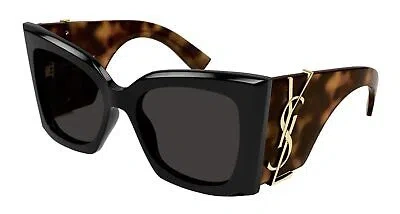 Pre-owned Saint Laurent Yves  Sl-m119-blaze-003 Black Havana Sunglasses