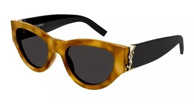 Pre-owned Saint Laurent Yves  Sl-m94-007 Havana Sunglasses In Black