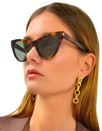 Pre-owned Saint Laurent Yves  Sl425-003-54 Havana Sunglasses In Green