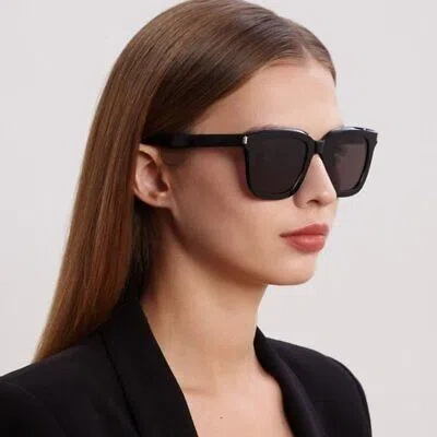 Pre-owned Saint Laurent Yves  Sl465-001-51 Black Sunglasses In Gray