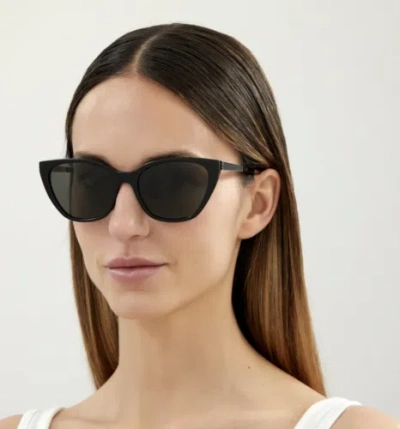 Pre-owned Saint Laurent Yves  Slm69-002-56 Black Sunglasses In Gray