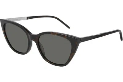 Pre-owned Saint Laurent Yves  Slm69-004-56 Black Sunglasses In Gray