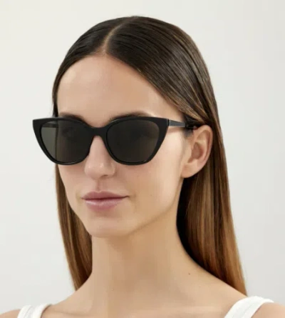 Pre-owned Saint Laurent Yves  Slm69-004-56 Black Sunglasses In Gray