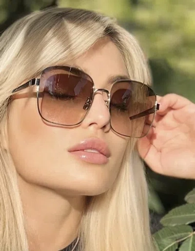 Pre-owned Saint Laurent Yves  Slm75-005-60 Gold Sunglasses
