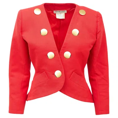 Pre-owned Saint Laurent Yves  Ss 1988 Rive Gauche Red & Gold Button Trim Jacket Fr 40