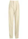 Saint Laurent Yves  Straight-leg Wool Trousers In Beige