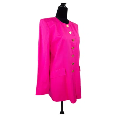 Pre-owned Saint Laurent Yves  Variation Pink Long Jacket With Gold Buttons, Year 1999