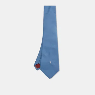 Pre-owned Saint Laurent Yves  Vintage Blue Silk Classic Tie