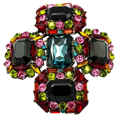 Pre-owned Saint Laurent Yves  Vintage Couture Brooch/pendant, Crystal, Made In France, 1980 In Multi