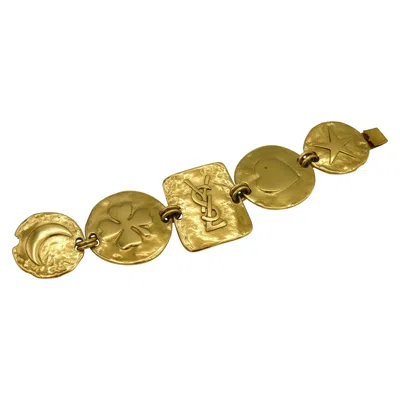 Pre-owned Saint Laurent Yves  Vintage Gold Tone Iconic Link Bracelet In Multi
