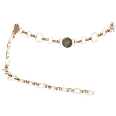 Pre-owned Saint Laurent Yves  White Lucite Gold Rings Belt Necklace Ysl, 1970s