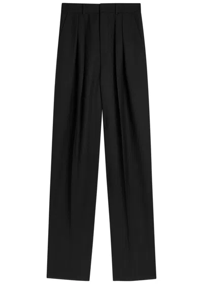 Saint Laurent Yves  Wide-leg Wool Trousers In Black