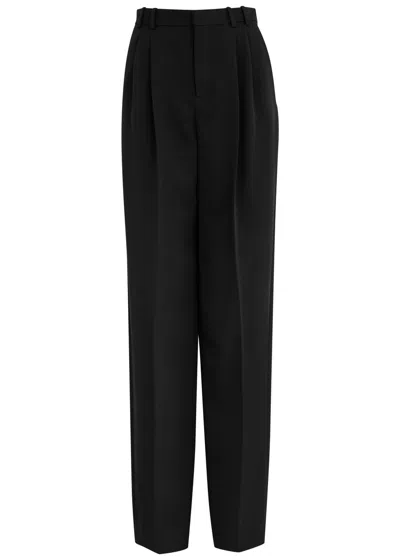 Saint Laurent Yves  Wide-leg Wool Trousers In Black