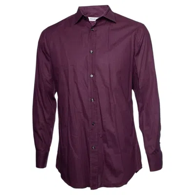 Pre-owned Saint Laurent Yves , Wine Red Checked Shirt