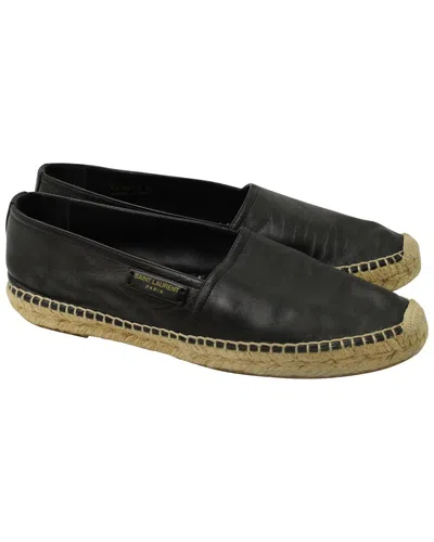 Saint Laurent Yves  Women's Leather Round Toe Espadrille (authentic Pre-loved) In Black